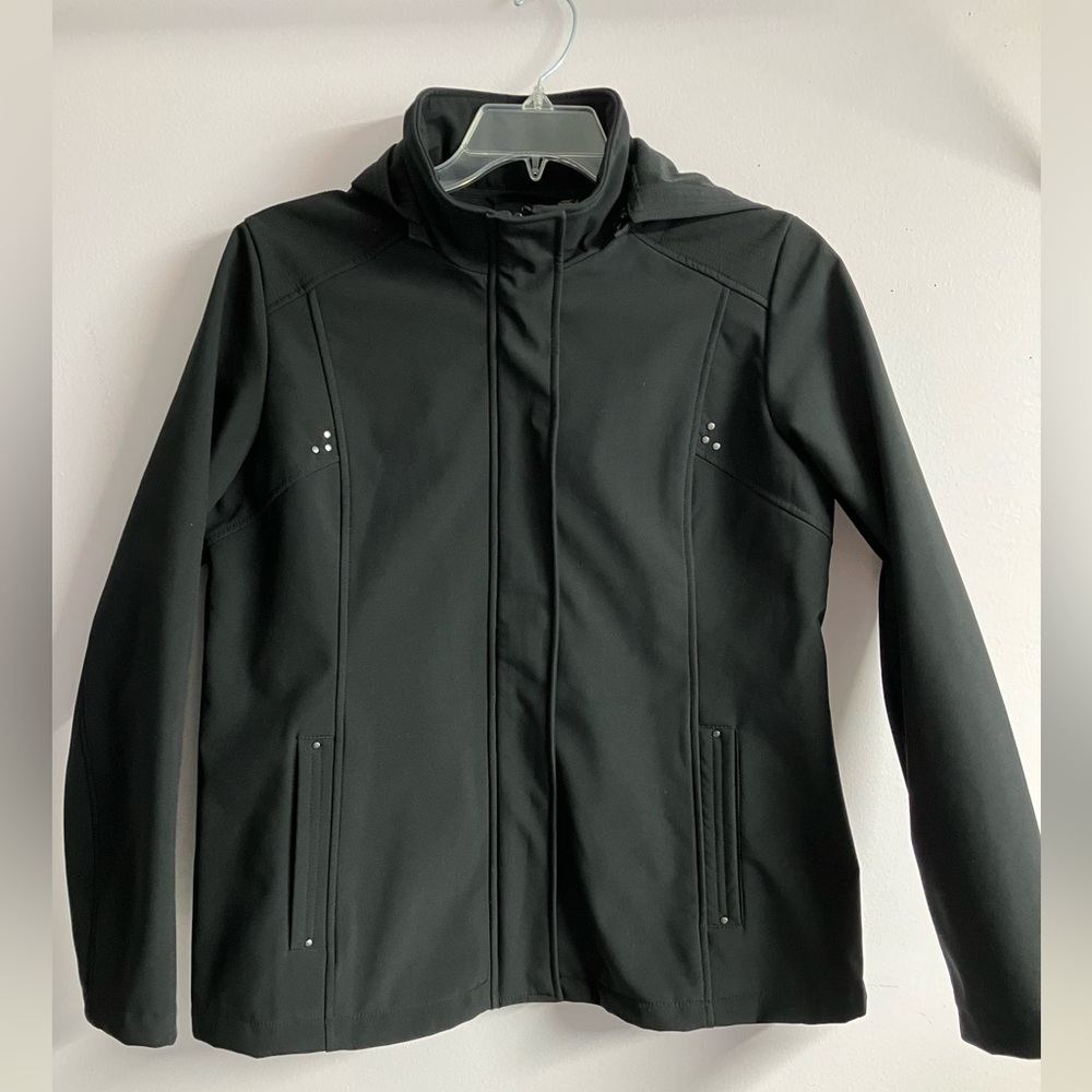 Women’s Soft Shell Jacket/Coat, Large, Full Front Zipper, Black, by Weatherproof
